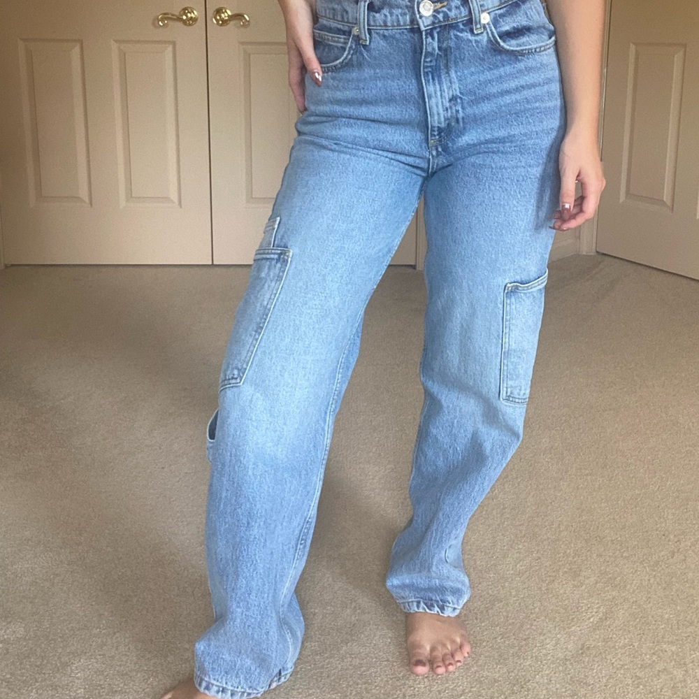 Zara high rise cargo jeans
